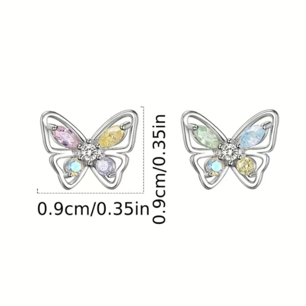 Rhinestone Butterfly Earrings silver - Picture 4 of 6